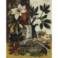 Natalia Goncharova-Still Life with Flowers and Fish, 27 1/2 by 21 3/4 in.,oil on canvas, Artwork is signed